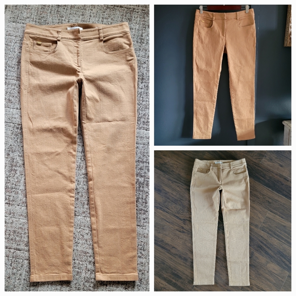 ST.‎ JOHN Emma Mid Rise Skinny Cropped Jeans Size 4 British Khaki